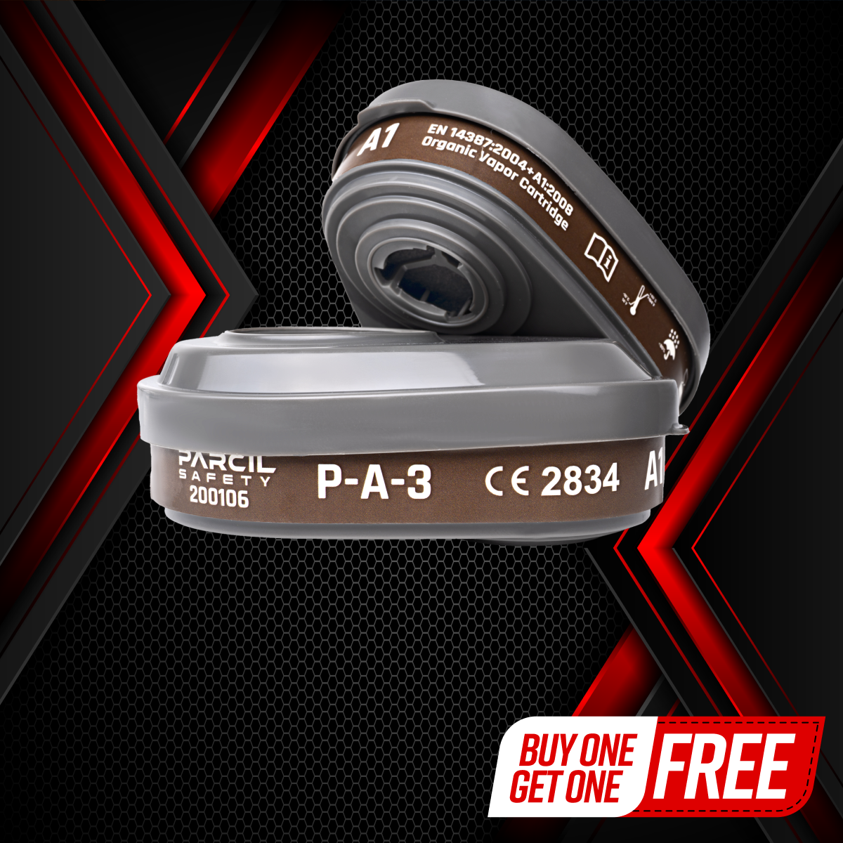 P-A-3 Bayonet Cartridge with A1 Organic Vapor (OV) P2 Particulate Filtration