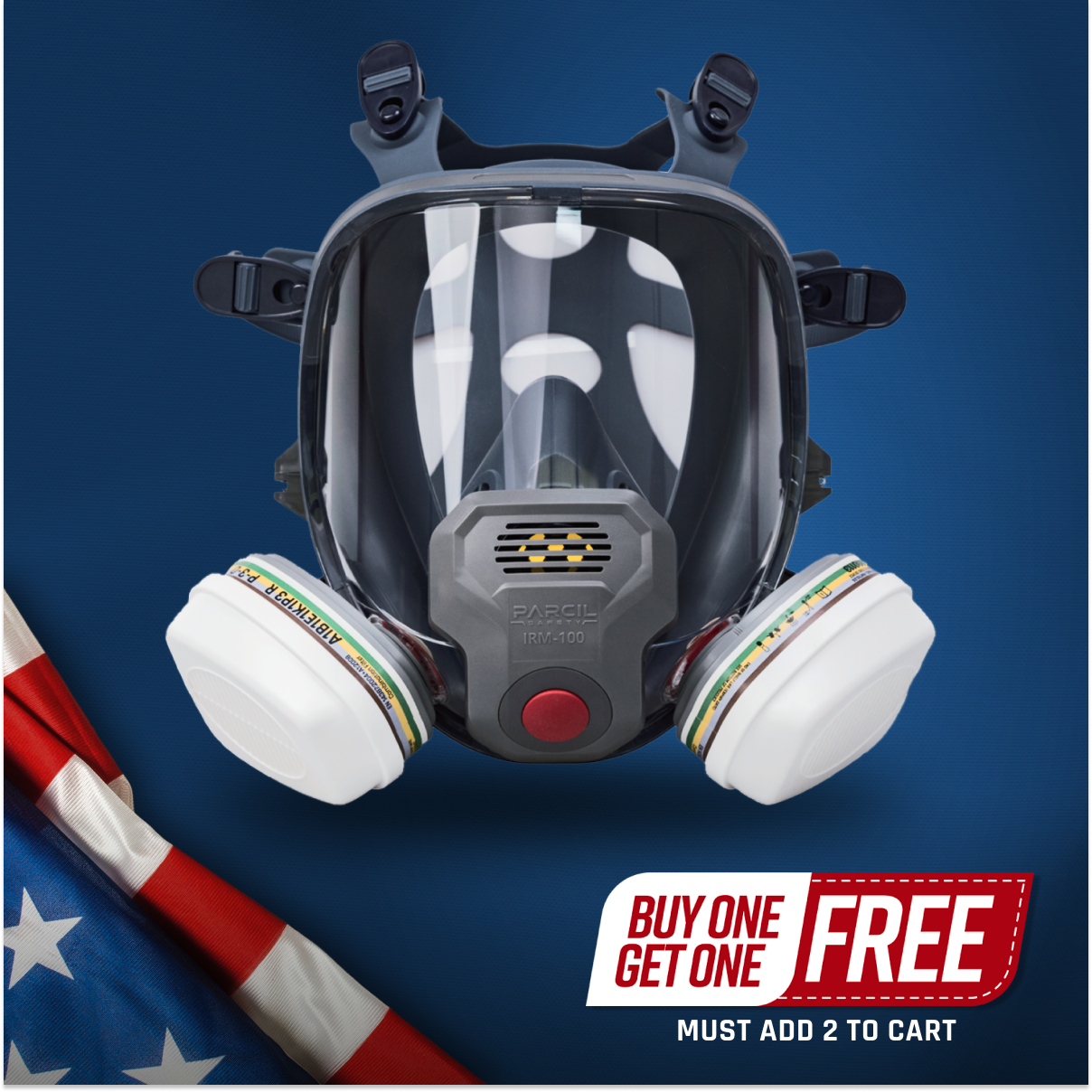 IRM-100 Industrial Full-Face Respirator with P-3-0 ABEK1P3 Combination Cartridge Set