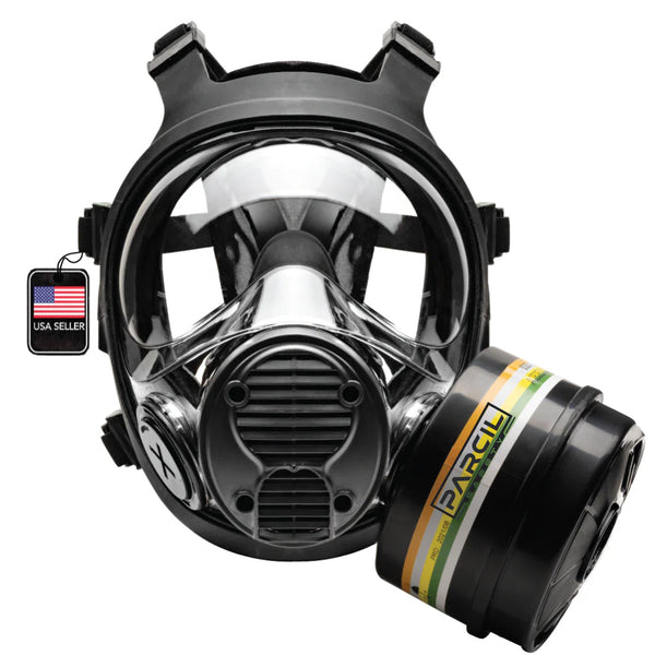 IIR-100 Recon Gas Mask - Full Face Butyl Rubber Gas Mask with N-B-1 40 –  Parcil Safety