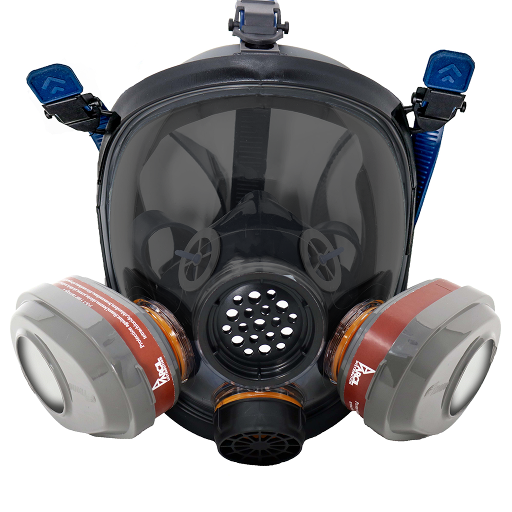 PD-101 Smoke Black Tinted Full Face Respirator Gas Mask with Organic Vapor and Particulate Filtration