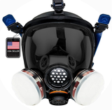PD-100 Smoke Black - Full Face Respirator Tinted Gas Mask with A1 Organic Vapor (OV) with P2 Particulate Filter Canister