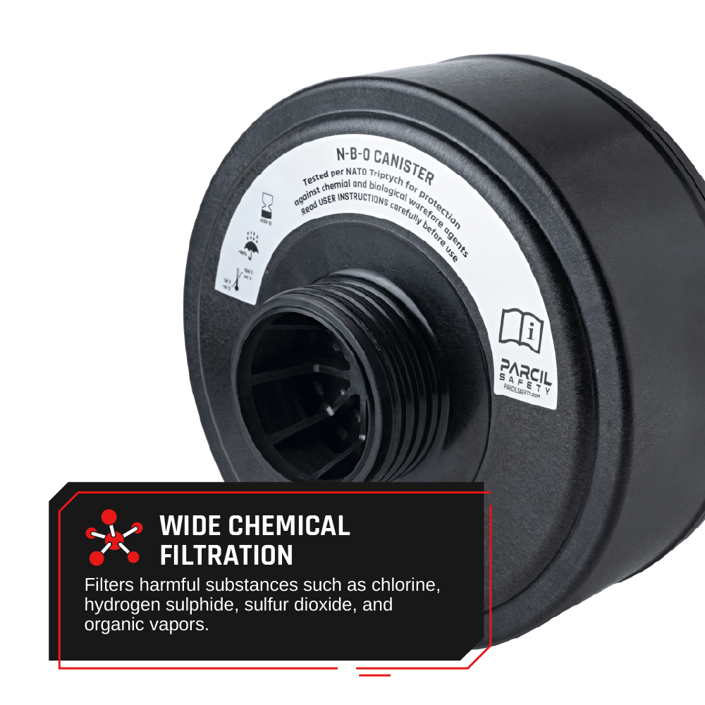 IIR - 100 NATO CBRN Recon Military Tactical Gas Mask with Canteen and N - B - 0 40mm NATO CBRN Defense Canister - Parcil SafetyGas MasksGas MasksParcil Safety