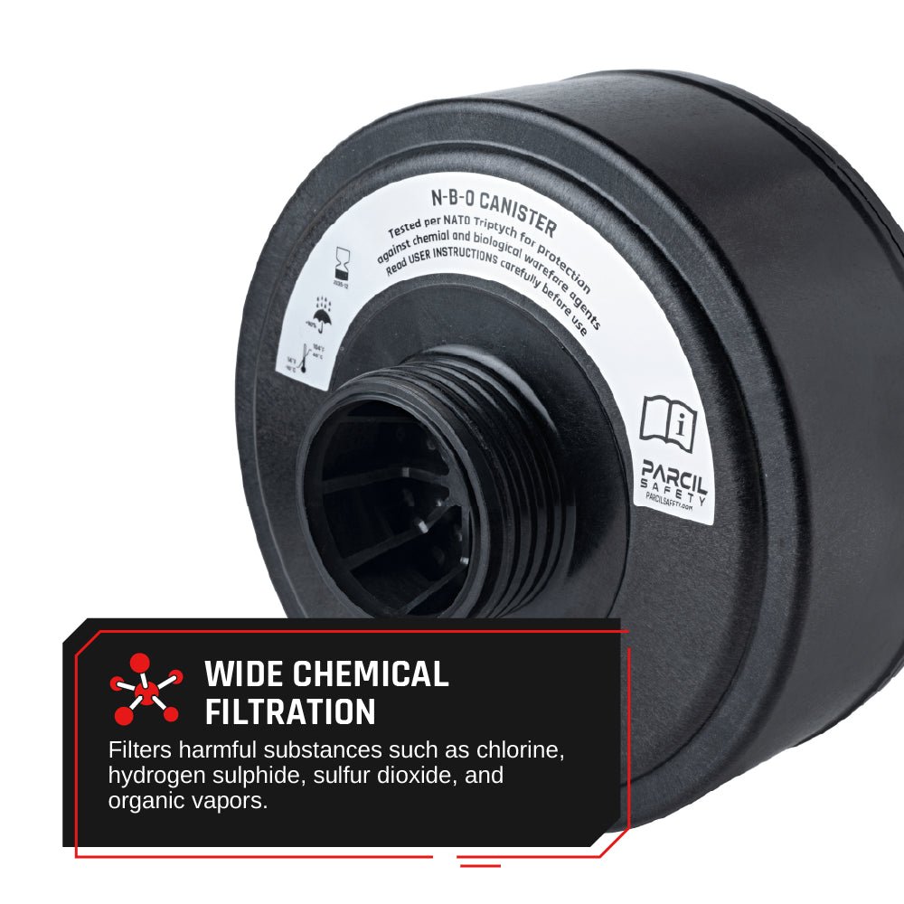 IIR - 100 NATO CBRN Recon Military Tactical Gas Mask with Canteen and N - B - 0 40mm NATO CBRN Defense Canister - Parcil SafetyGas MasksGas MasksParcil Safety