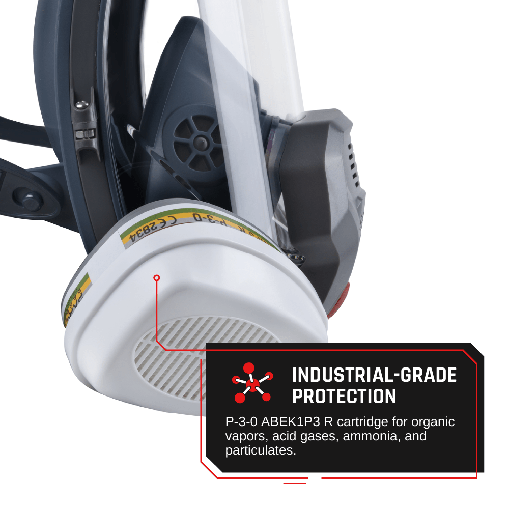 IRM - 100 Industrial Full - Face Respirator with P - 3 - 0 ABEK1P3 Combination Cartridge Set - Parcil SafetyParcil Safety