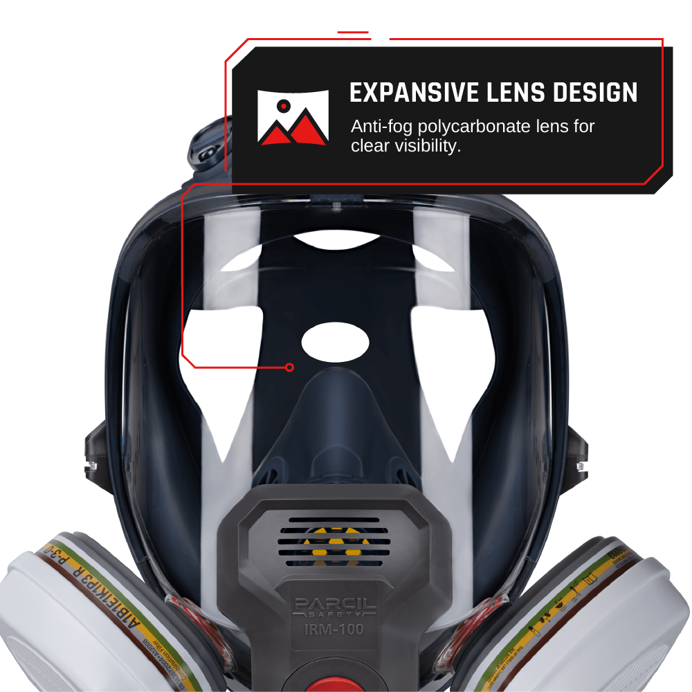 IRM - 100 Industrial Full - Face Respirator with P - 3 - 0 ABEK1P3 Combination Cartridge Set - Parcil SafetyParcil Safety