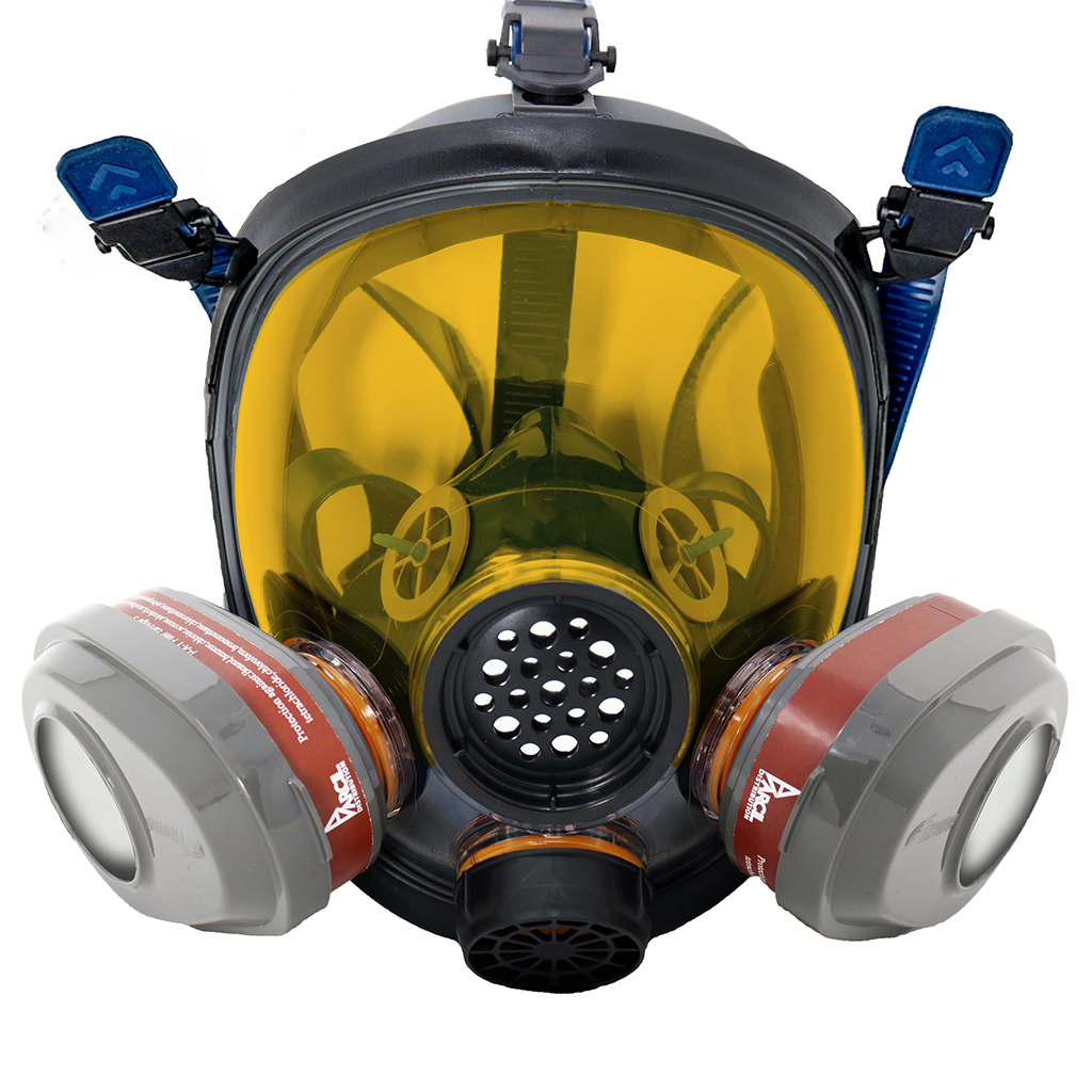 PD-101 Light Amber Tinted Full Face Respirator Gas Mask with Organic Vapor and Particulate Filtration