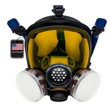 PD-100 Light Amber - Full Face Respirator Tinted Gas Mask with A1 Organic Vapor (OV) with P2 Particulate Filter Canister