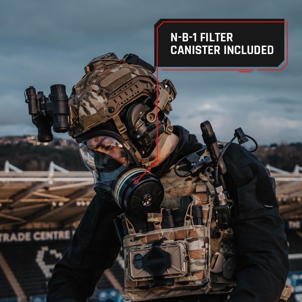 NB - 100 Dark Amber Tactical Gas Mask - Full Face Respirator with 40mm N - B - 1 Defense Filter - Parcil SafetyGas MasksGas MasksParcil Safety