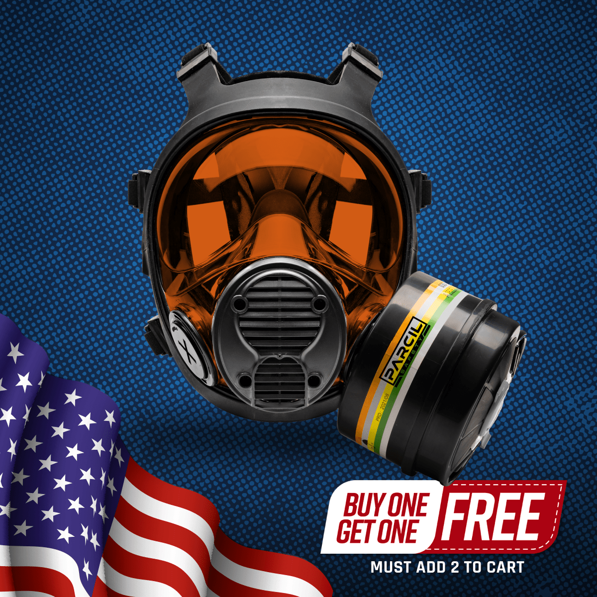 NB - 100 Dark Amber Tactical Gas Mask - Full Face Respirator with 40mm N - B - 1 Defense Filter - Parcil SafetyGas MasksGas MasksParcil Safety