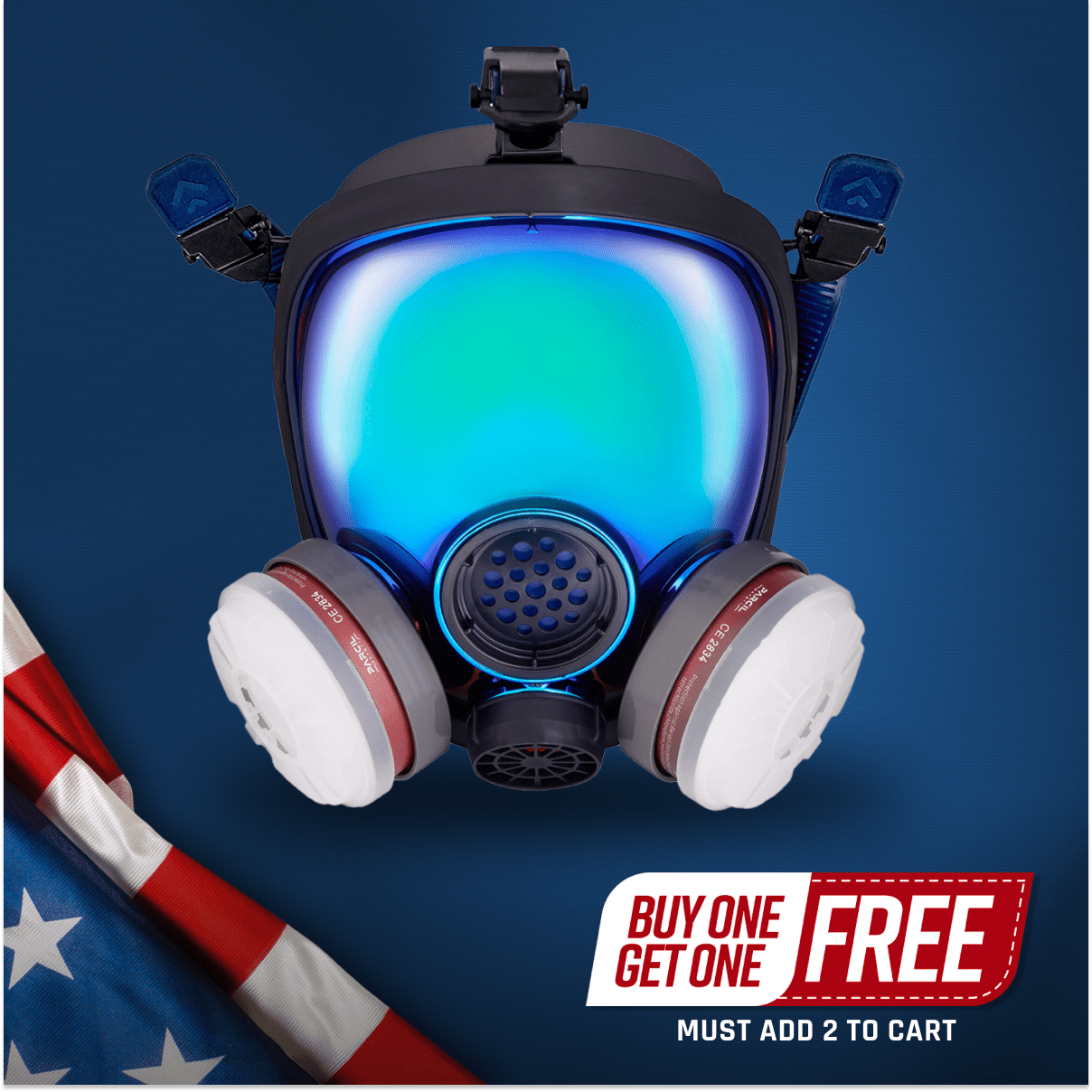 PD - 100 Arctic Blue - Full Face Respirator Mirrored Gas Mask with A1 Organic Vapor (OV) with P2 Particulate Filter Canister - Parcil SafetyRespiratorsRespiratorsParcil Safety