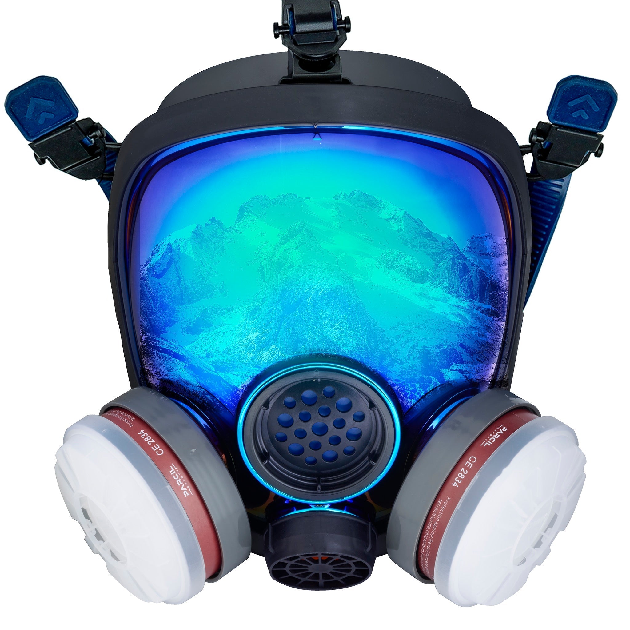 PD - 100 Arctic Blue - Full Face Respirator Mirrored Gas Mask with Organic Vapor and Particulate Filtration - Parcil SafetyRespiratorsRespiratorsParcil Safety