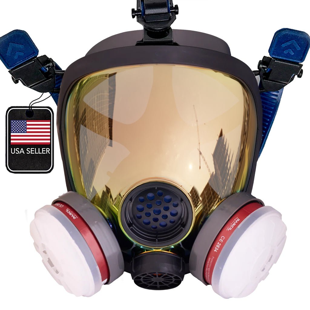 PD-100 Burnt Bronze - Full Face Respirator Mirrored Gas Mask with Organic Vapor and Particulate Filtration - Parcil SafetyRespiratorsParcil Safety