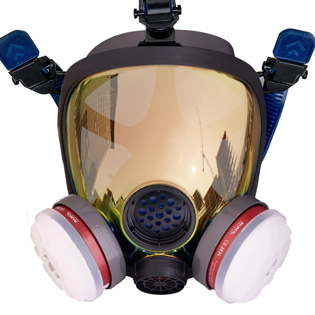 PD-100 Burnt Bronze - Full Face Respirator Mirrored Gas Mask with Organic Vapor and Particulate Filtration - Parcil SafetyRespiratorsParcil Safety