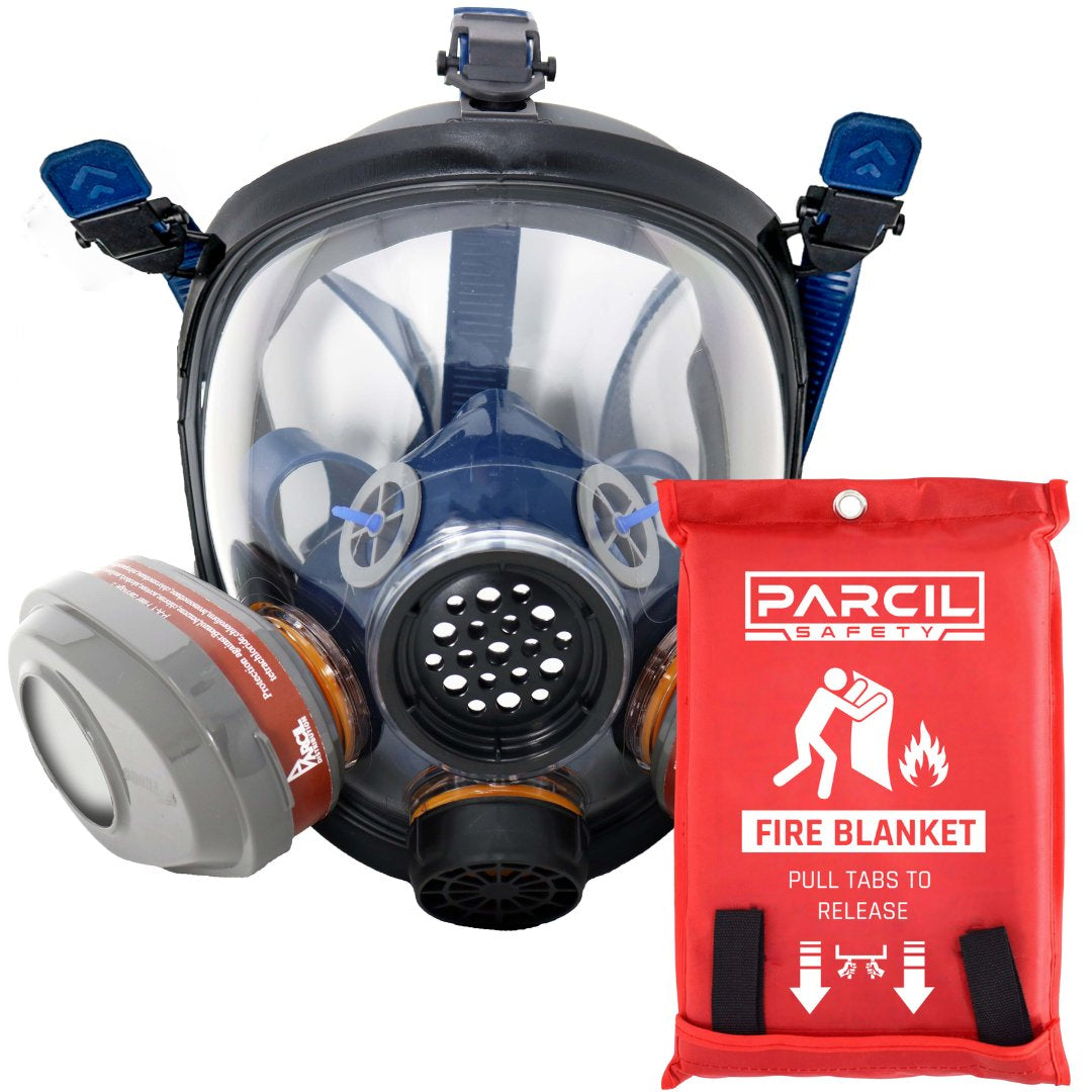 PD - 101 Organic Vapor Air Purifying Respirator Mask - FREE PD - 452 Emergency Fire Extinguisher Blanket! - Parcil Safety front side