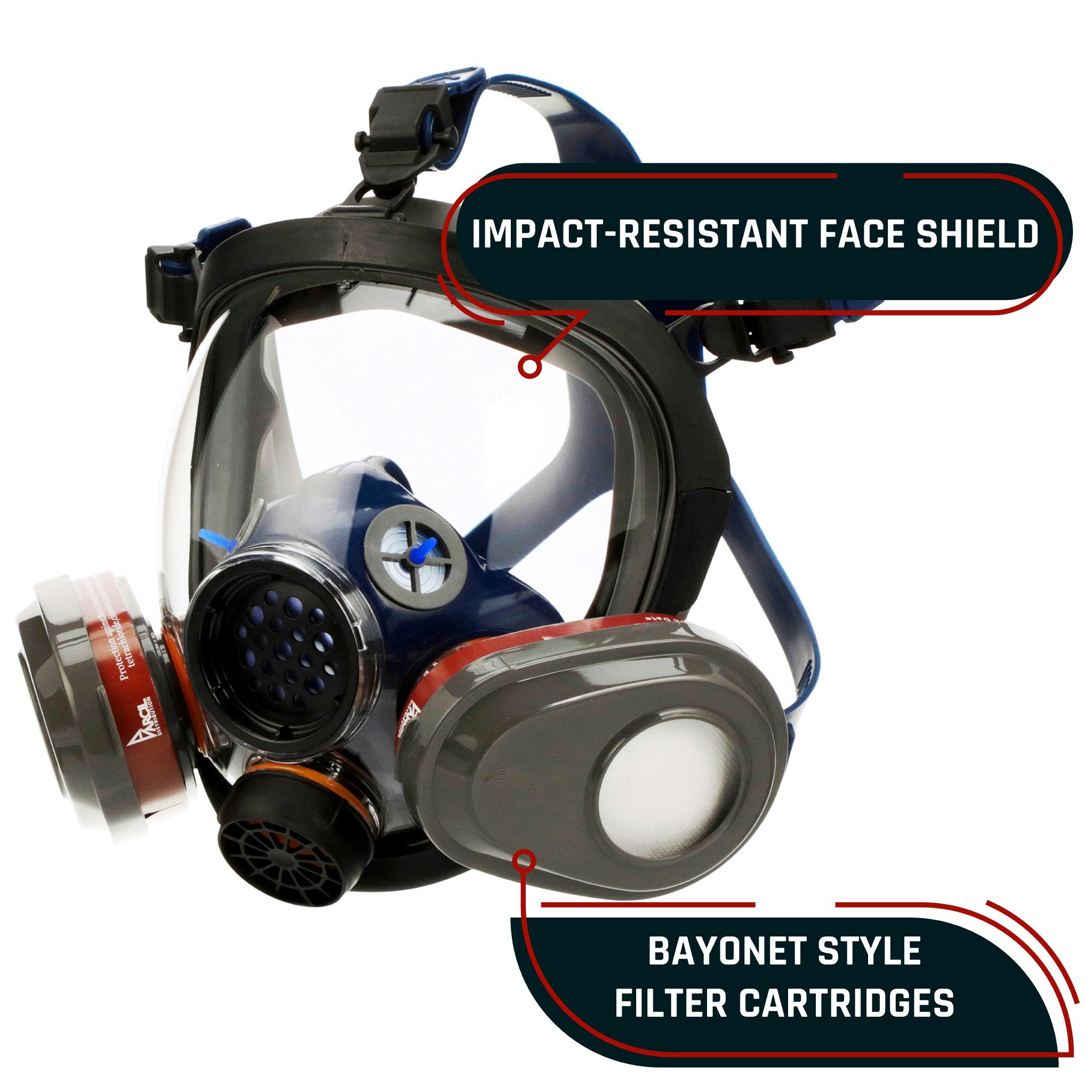 PD - 101 Smoke Black Tinted Full Face Respirator Gas Mask with Organic Vapor and Particulate Filtration - Parcil Safety front side