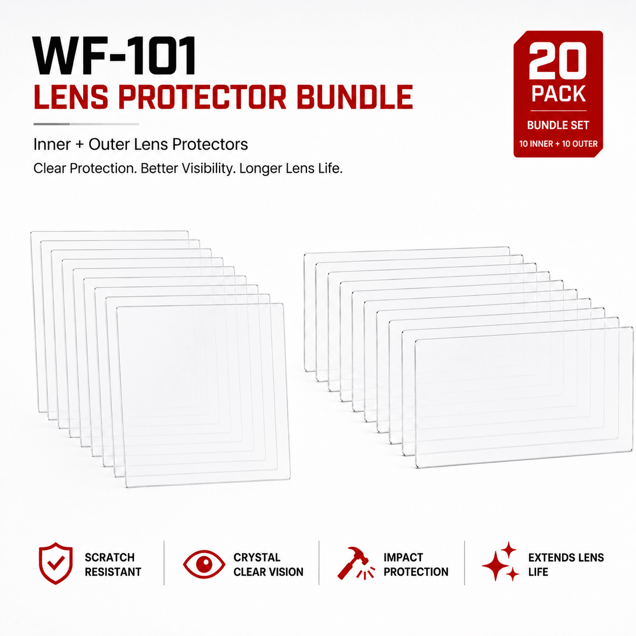 Replacement Lens Protectors for WF-101 Pro Welding Respirator (10-Pack) - Parcil SafetyParcil Safety