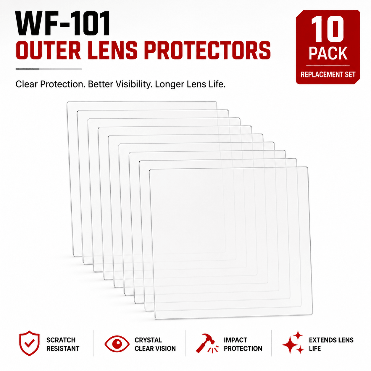 Replacement Lens Protectors for WF-101 Pro Welding Respirator (10-Pack) - Parcil SafetyParcil Safety