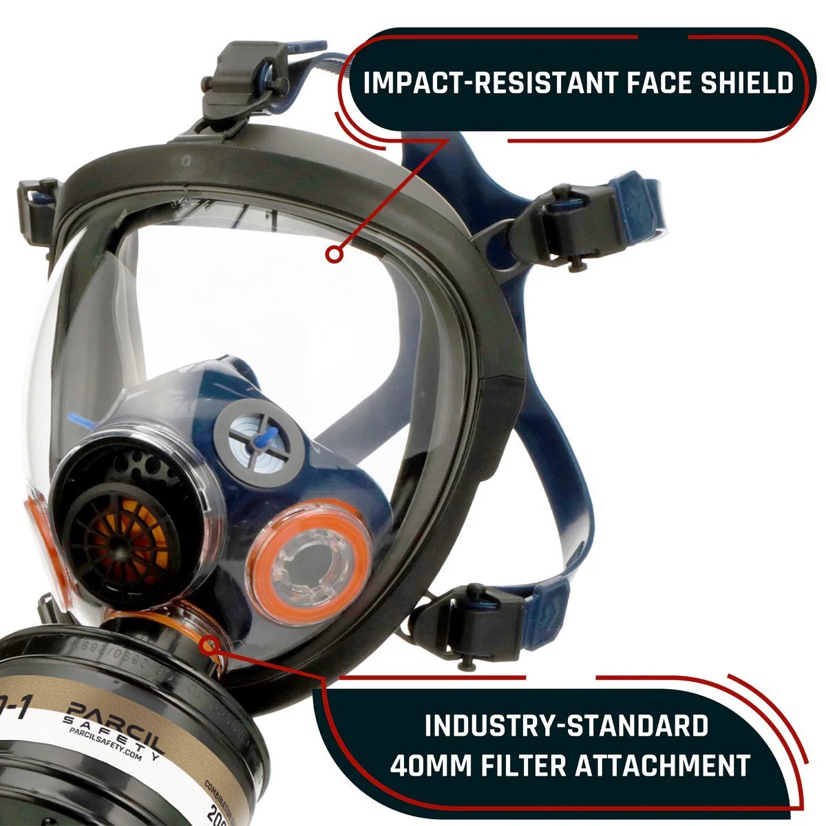 ST - 100X Arctic Blue Mirrored - Full Face Respirator Gas Mask with Organic Vapor and Particulate Filtration