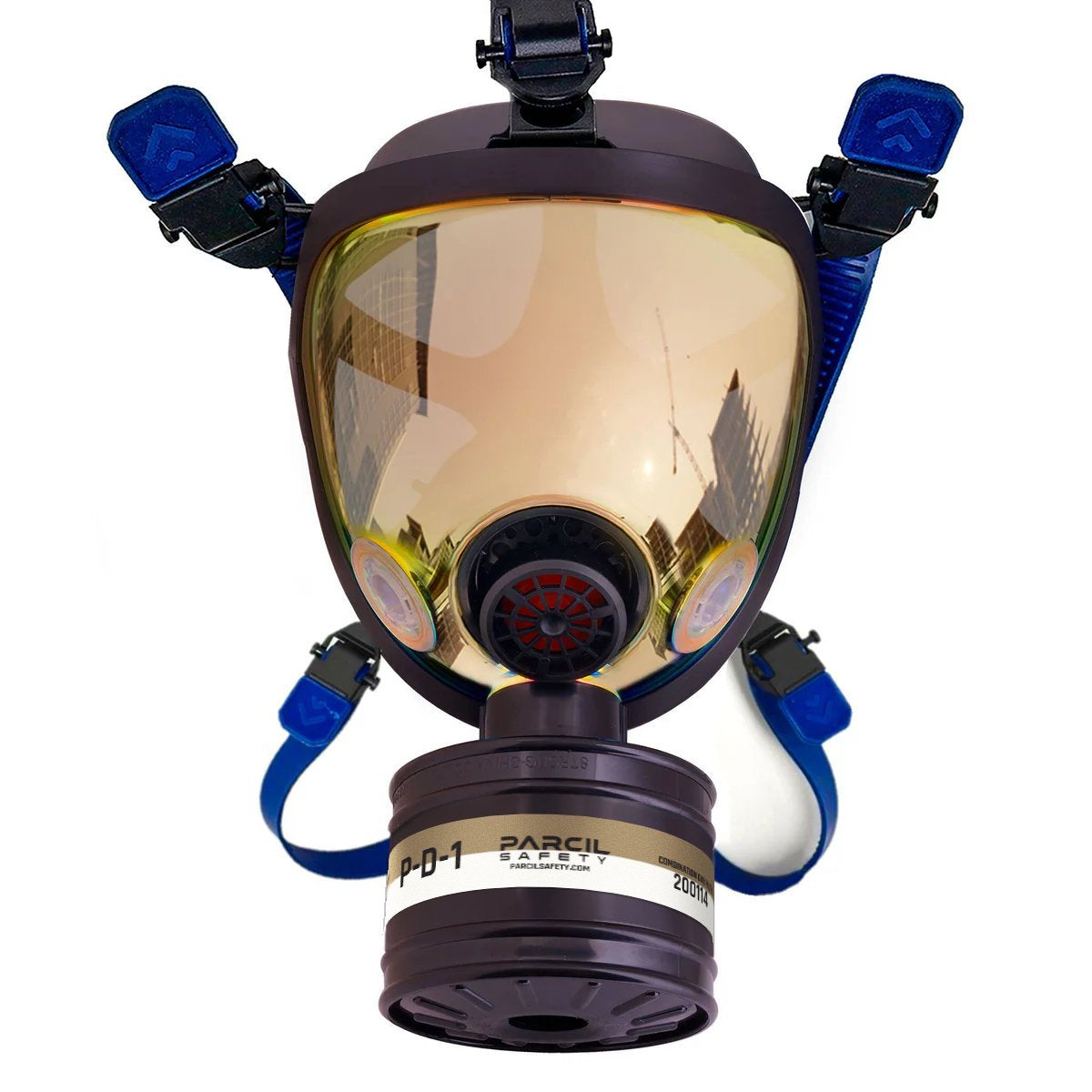 ST - 100X Burnt Bronze Mirrored - Full Face Respirator Gas Mask with Organic Vapor and Particulate Filtration - Parcil Safety front side