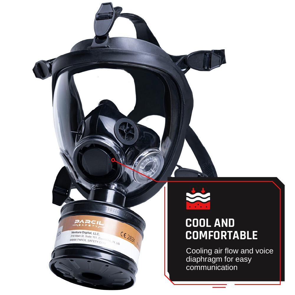 ST-100X Clear Full-Face Survival Gas Mask with A2P3 R Organic Vapor and Particulate Protection