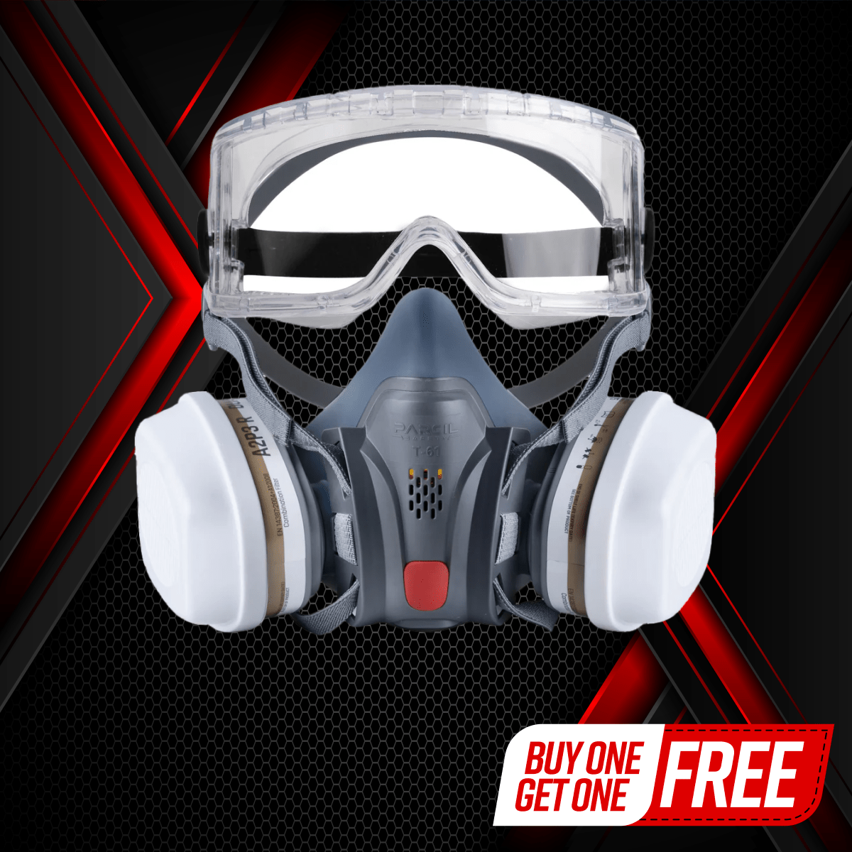 T - 61 Half Face Respirator Gas Mask & C - 10 Goggles with Organic Vapor and Particulate Filtration - Parcil SafetyRespiratorsRespiratorsParcil Safety
