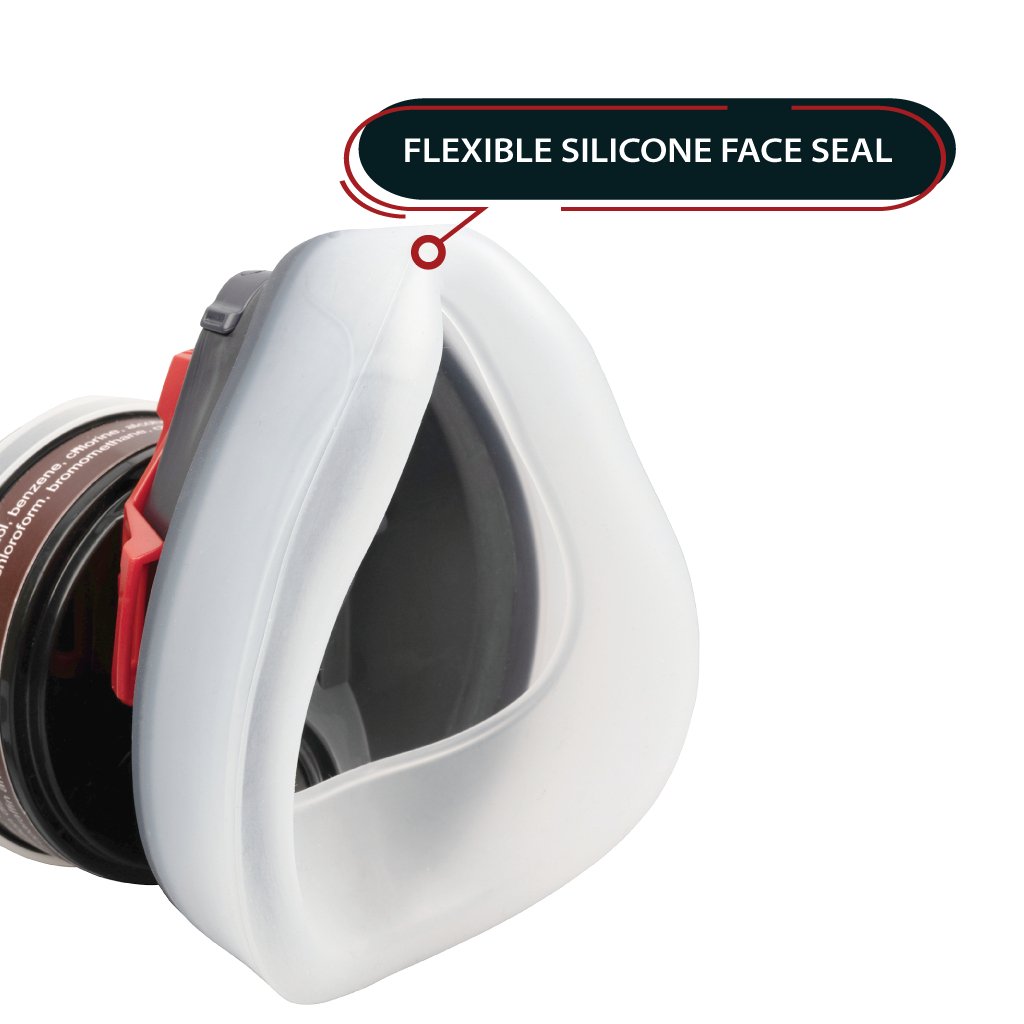 T - 90 Half Face Respirator & C - 10 Goggles - Organic Vapor Filter Gas Mask - Quick Release Headband & Easy Snap on Filter - Parcil Safety silicone face seal