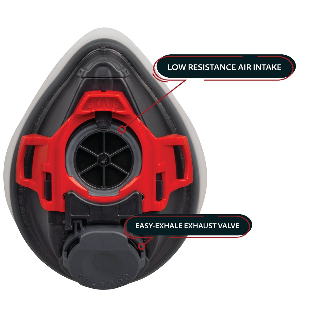 T - 90 Half Face Respirator & C - 10 Goggles - Organic Vapor Filter Gas Mask - Quick Release Headband & Easy Snap on Filter - Parcil Safety back side
