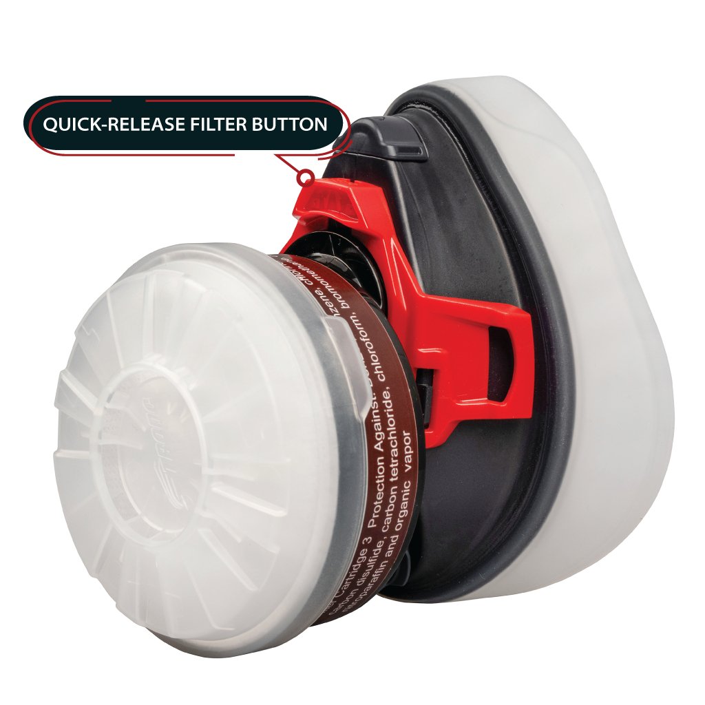 T - 90 Half Face Respirator Mask with Organic Vapor and Particulate Filtration - front side filter