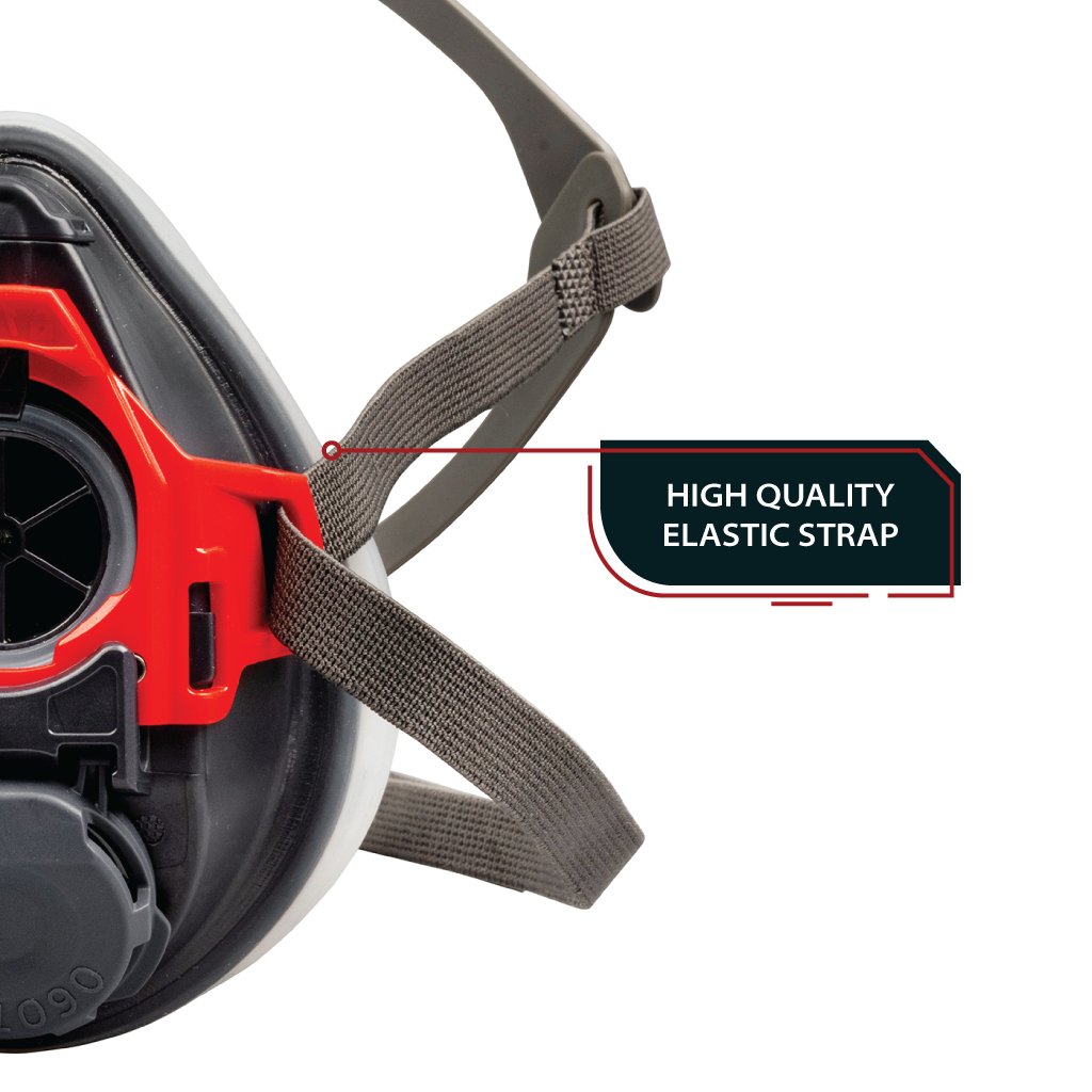 T - 90 Half Face Respirator Mask with Organic Vapor and Particulate Filtration elastic strap