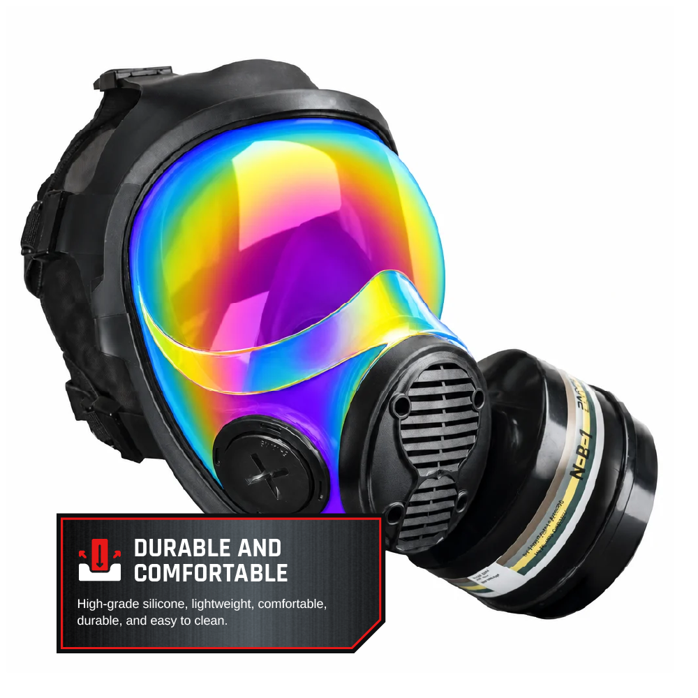 NB-100 Solar Prism Mirrored Tactical Respirator Mask - Full Face Respirator with 40mm N-B-1 Defense Filter