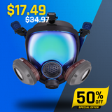 PD-101 Arctic Blue Mirrored - Full Face Respirator Gas Mask with A1 Organic Vapor (OV) with P2 Particulate Filter Canister