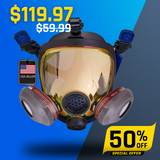 PD-101 Burnt Bronze Mirrored - Full Face Respirator Gas Mask with A1 Organic Vapor (OV) with P2 Particulate Filter Canister