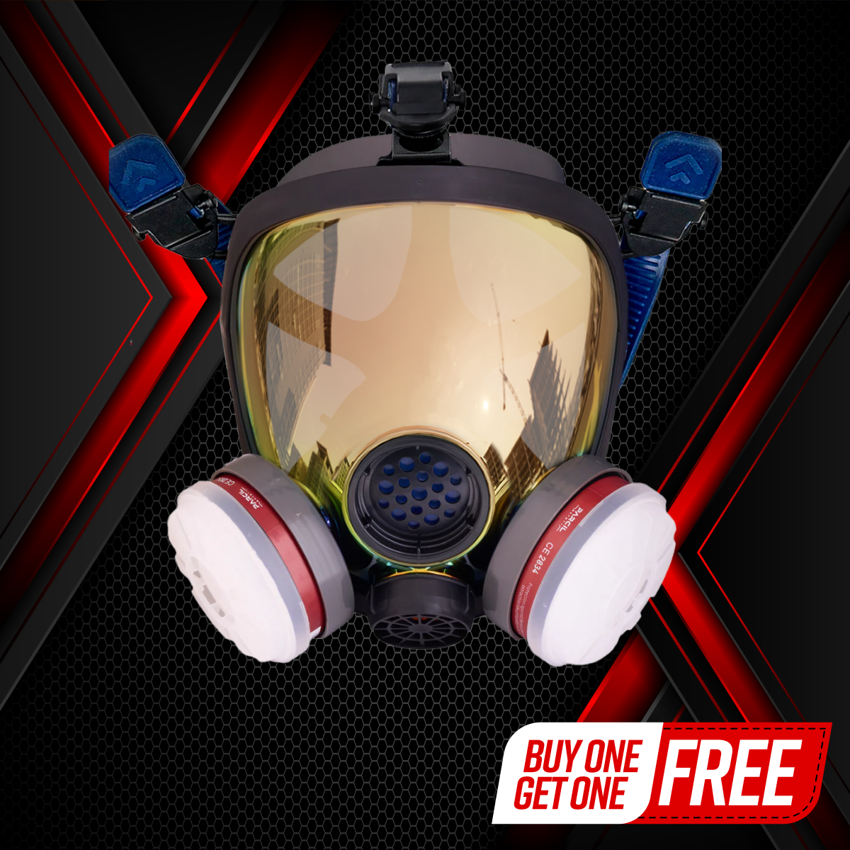 PD-100 Full-Face Air Purifying Respirator (APR) with A1 Organic Vapor (OV) with P2 Particulate Filter Canister