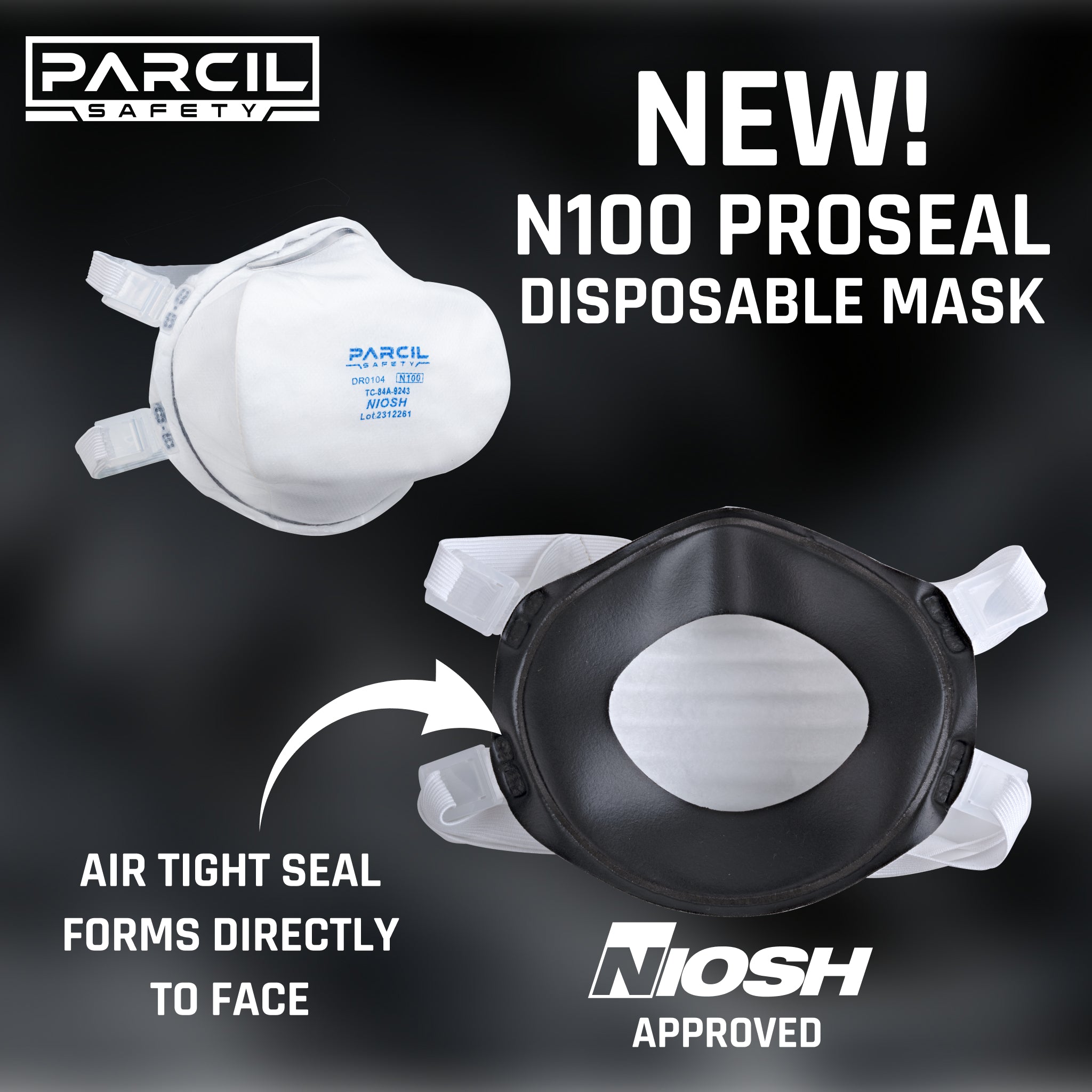 N100 ProSeal Disposable Respirator Mask NIOSH - Approved - Parcil SafetyRespiratorsRespiratorsParcil Safety