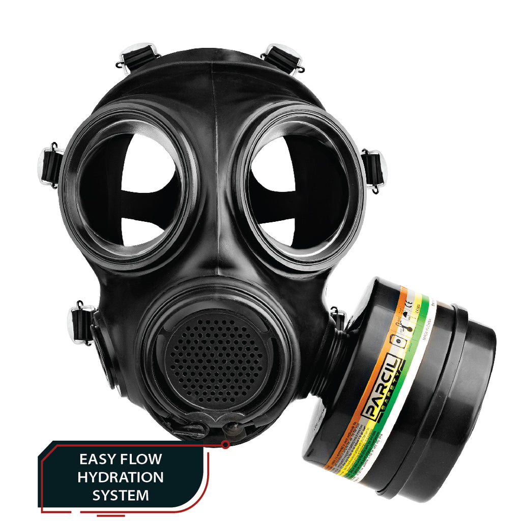 IIR-100 Recon Gas Mask - Full Face Butyl Rubber Gas Mask with N-B-1 40mm Defense Filter Canister