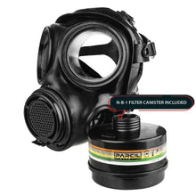 Load image into Gallery viewer, PRE-ORDER IIR-100 Recon Gas Mask - Full Face Butyl Rubber Gas Mask with N-B-1 40mm Defense Filter Canister