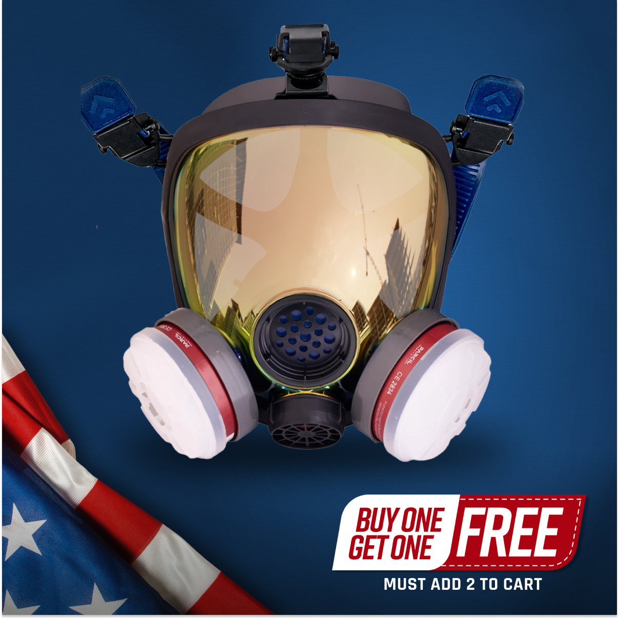 PD-100 Full-Face Air Purifying Respirator (APR) with A1 Organic Vapor (OV) with P2 Particulate Filter