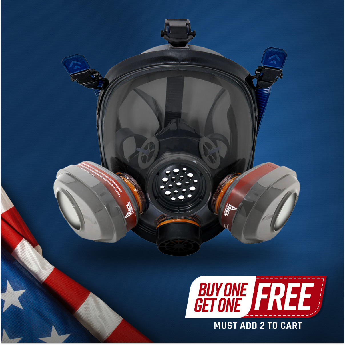 PD-101 Full-Face Industrial Air Purifying Respirator (APR) with A1 Organic Vapor (OV) with P2 Particulate Filter Canister