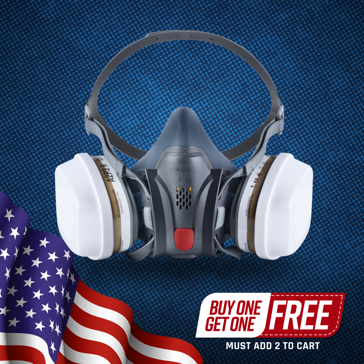 T-61 Half-Face Respirator with A2P3 R DualGuard Combination Cartridge