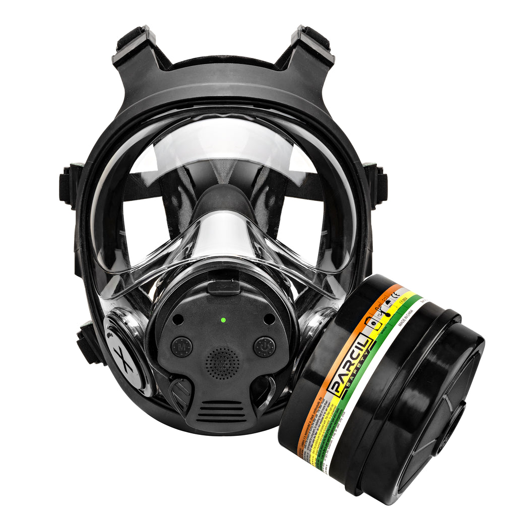 NB-100E Tactical Gas Mask with Electronic Voice Amplifier and Radio Transmitter/Receiver - Full Face Respirator with 40mm Defense Filter