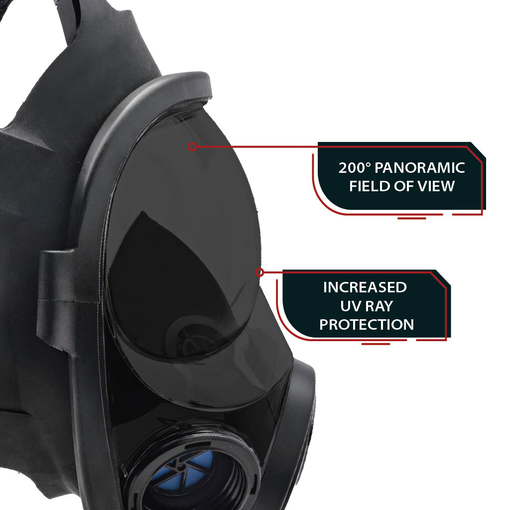 NB-100 Smoke Black Tactical Gas Mask - Full Face Respirator with 40mm Defense Filter
