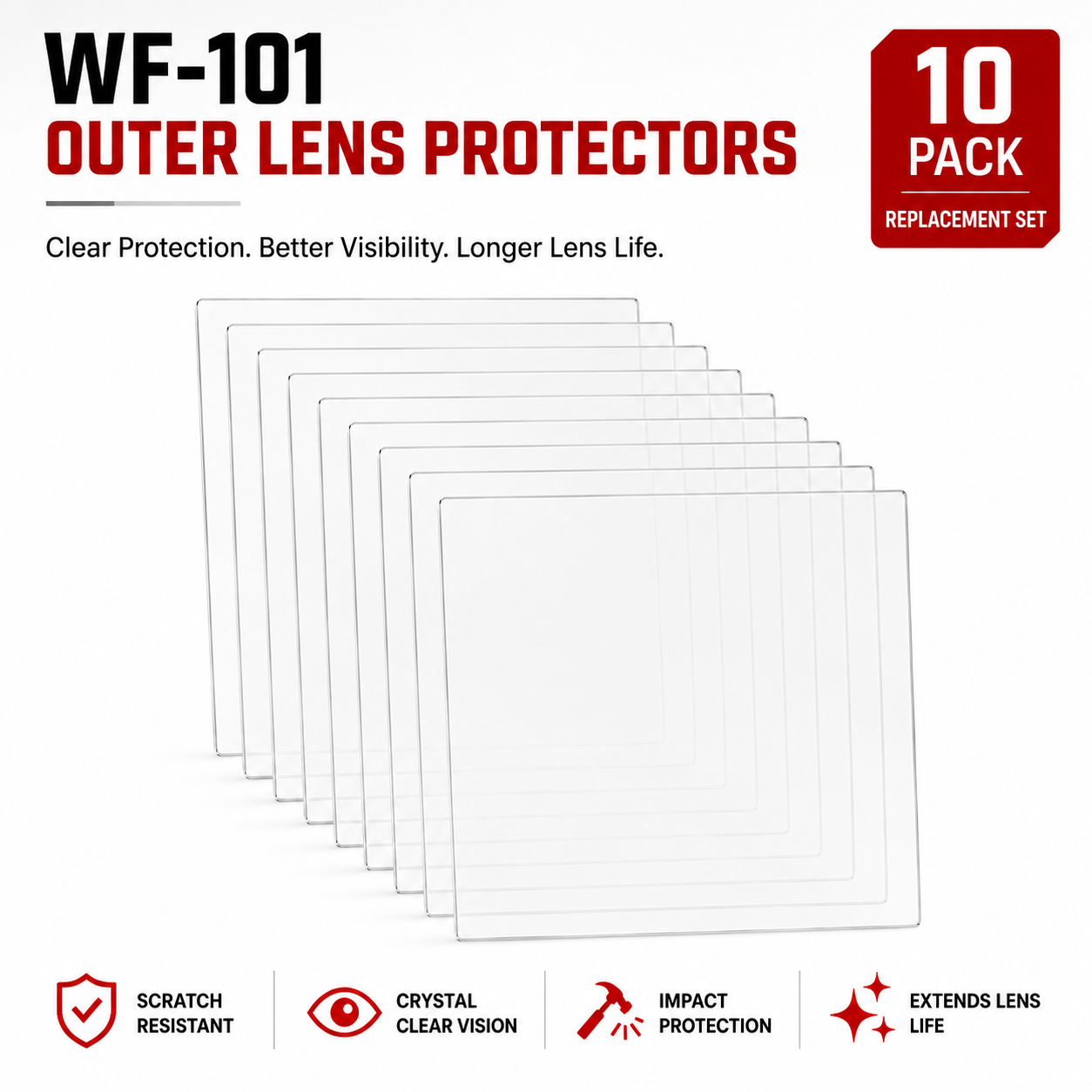 Replacement Lens Protectors for WF-101 Pro Welding Respirator (10-Pack)