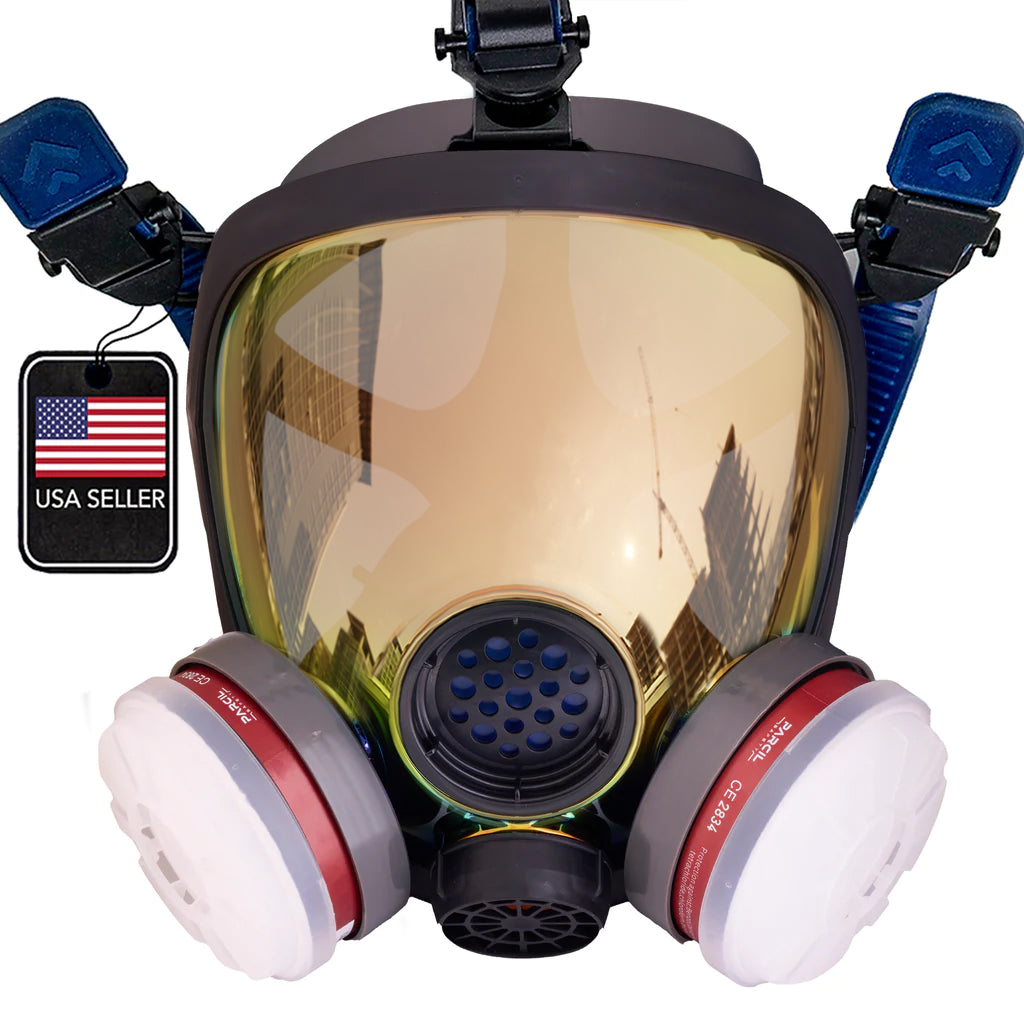 PD-100 Burnt Bronze - Full Face Respirator Mirrored Gas Mask with Orga –  Parcil Safety
