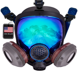 PD-101 Arctic Blue Mirrored - Full Face Respirator Gas Mask with Organic Vapor and Particulate Filtration