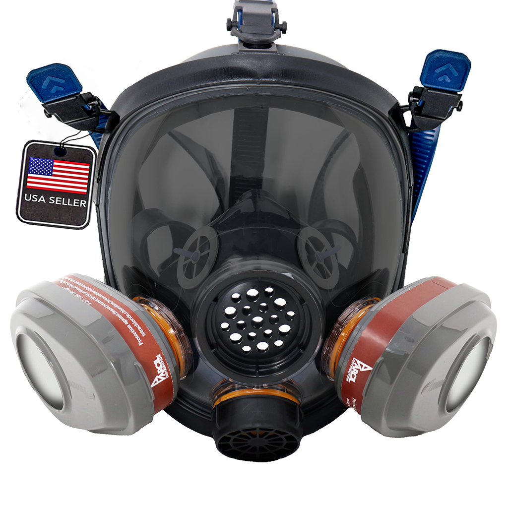 PD-101 Full-Face Industrial Air Purifying Respirator (APR) with A1 Organic Vapor (OV) with P2 Particulate Filter Canister