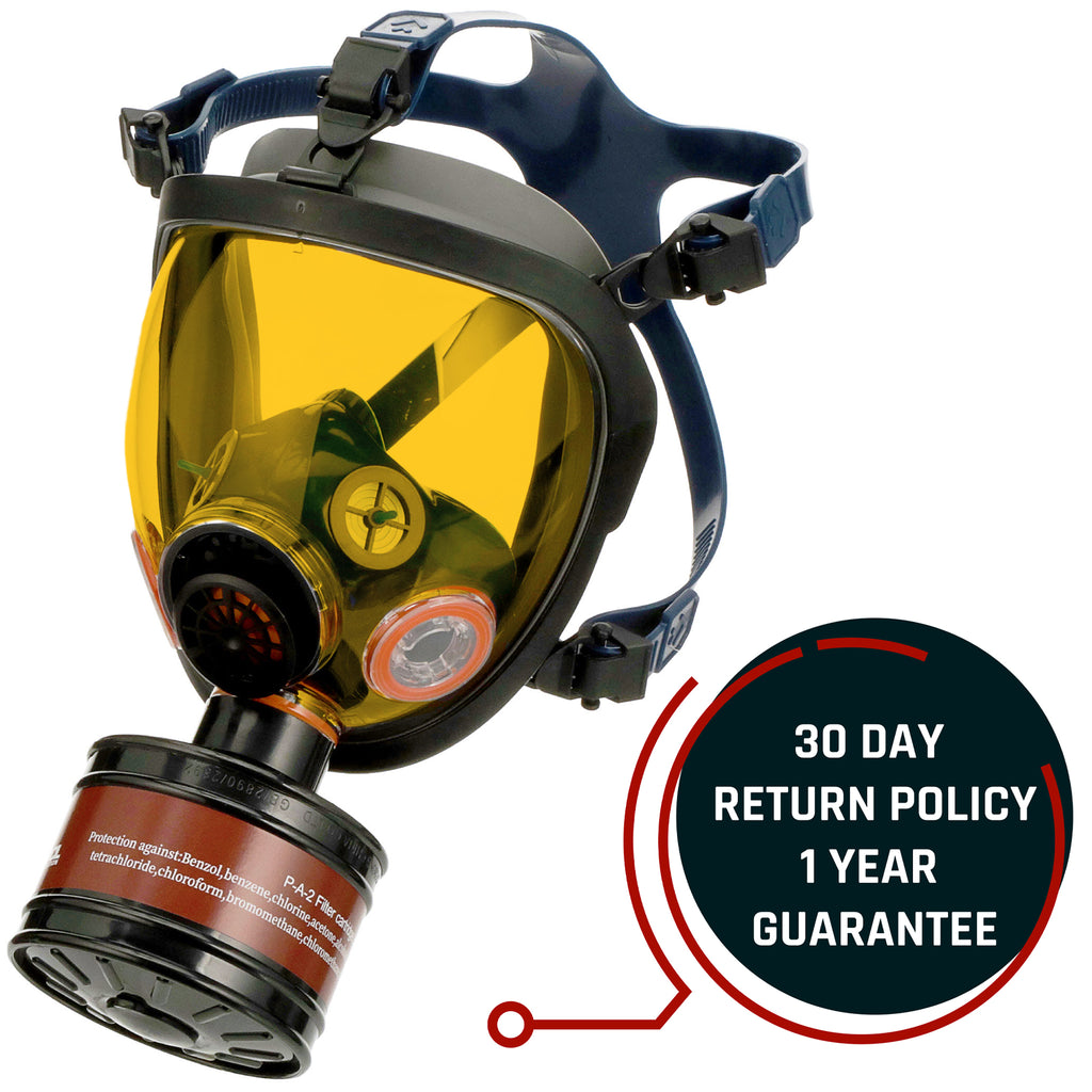 ST-100X Light Amber Tinted Full Face Respirator Gas Mask with Organic Vapor and Particulate Filtration