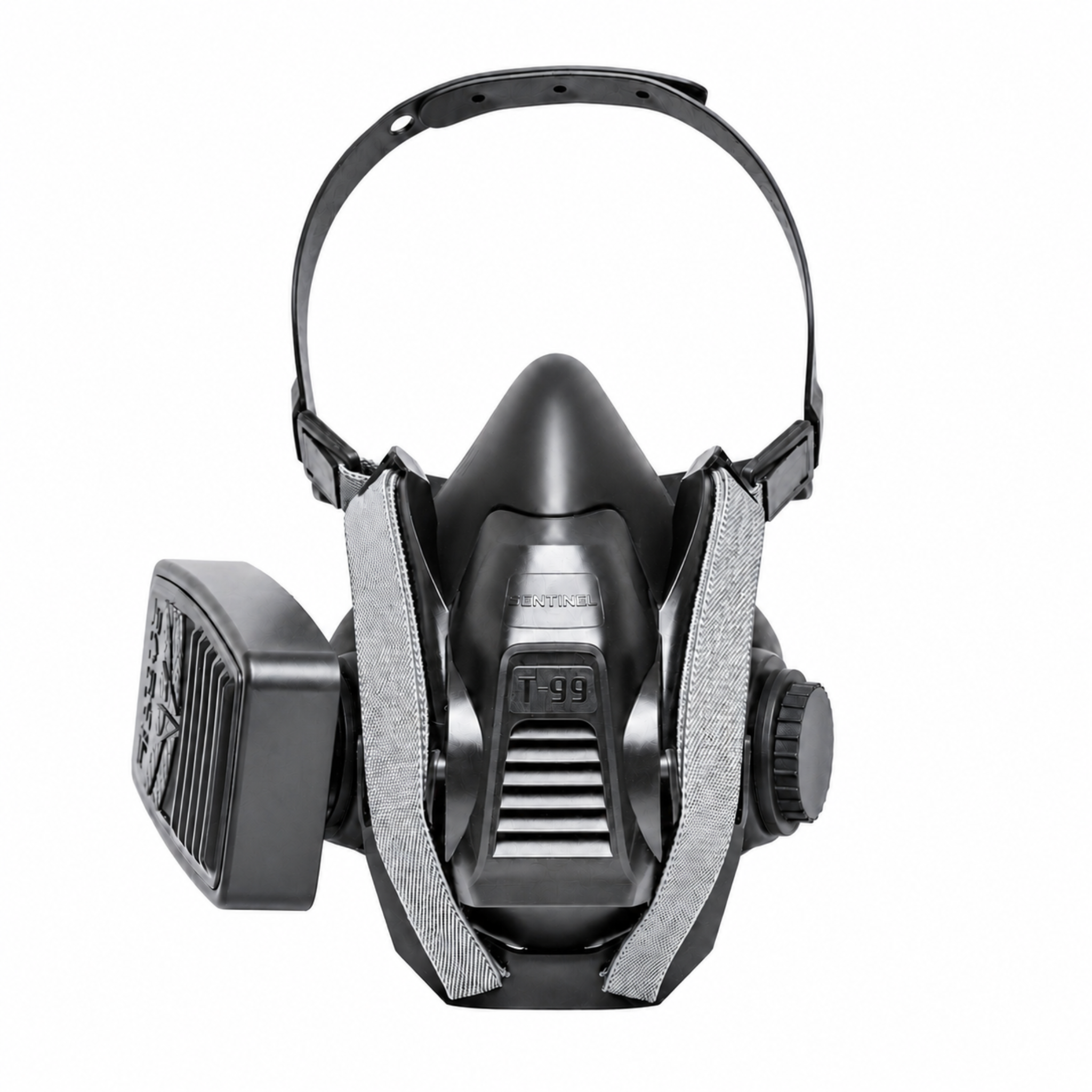 Half-mask respirator on a white background