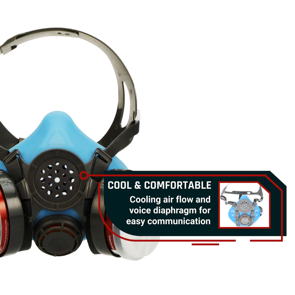 Load image into Gallery viewer, T-60 Half Face Respirator Gas Mask &amp; C-10 Goggles with Organic Vapor and Particulate Filtration