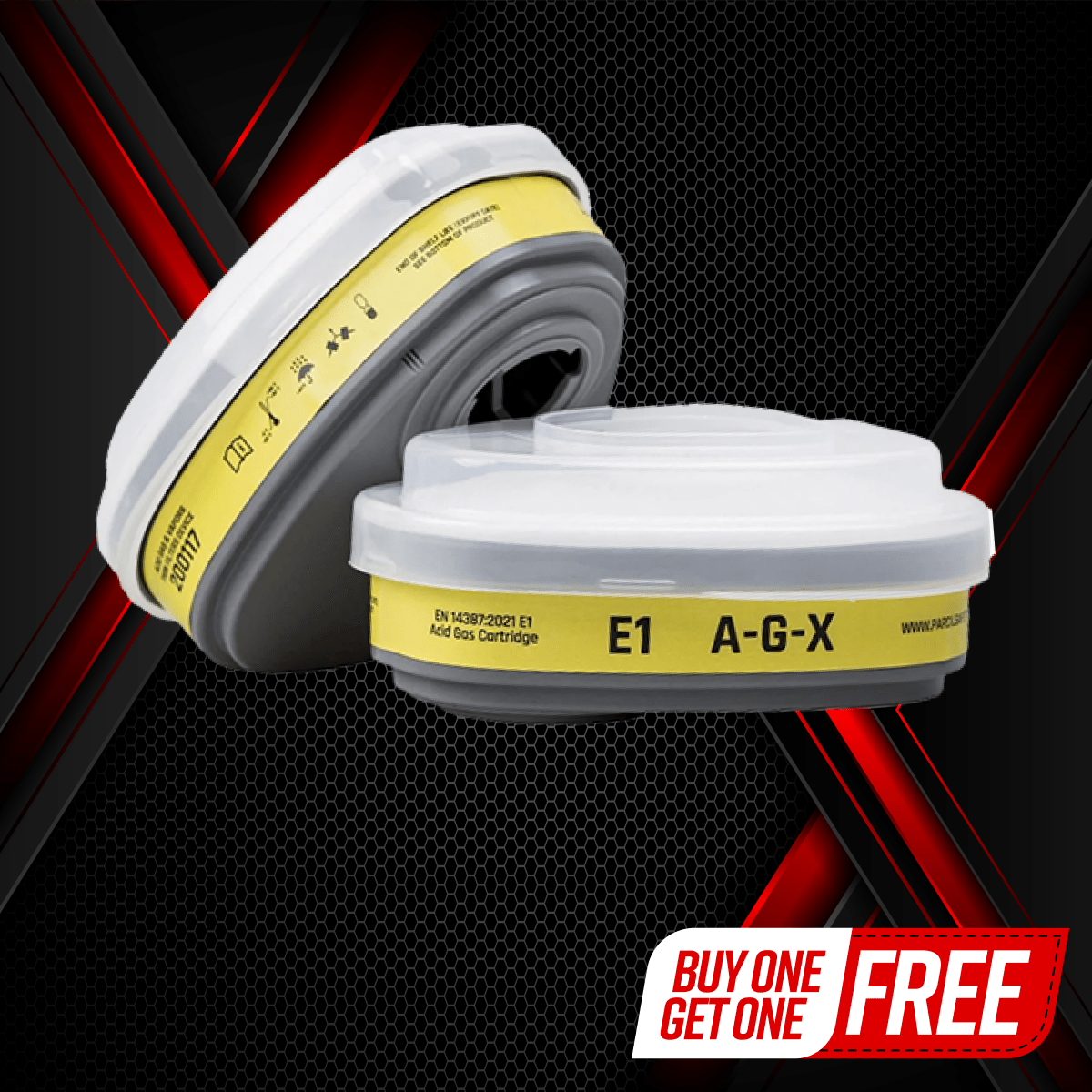 A - G - X Bayonet Cartridge with Acid Gas and Particulate Filtration Set (E1P2) - Parcil SafetyParcil Safety