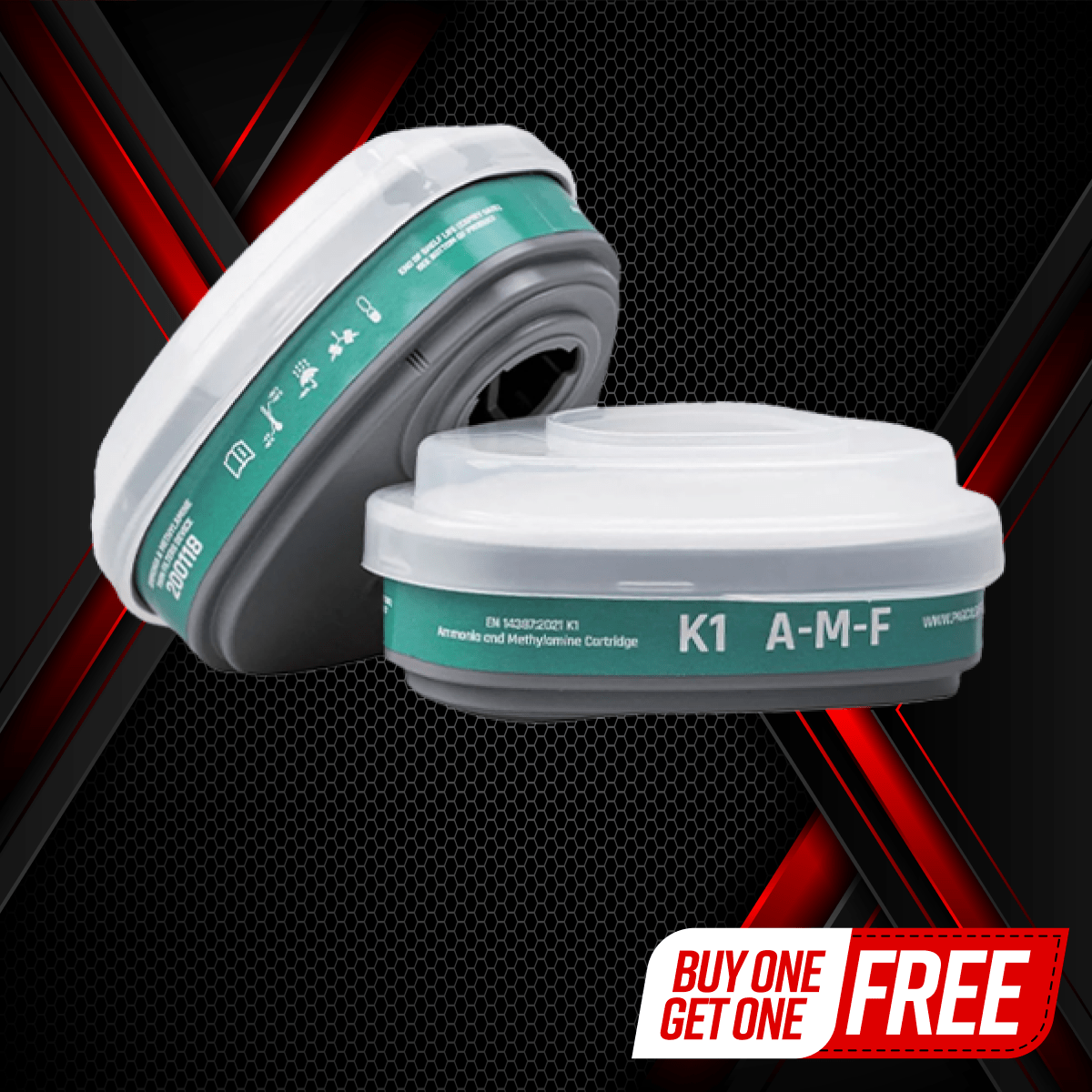 A - M - F Bayonet Cartridge with Ammonia Methylamine and Particulate Filtration Set (K1P2) - Parcil SafetyParcil Safety